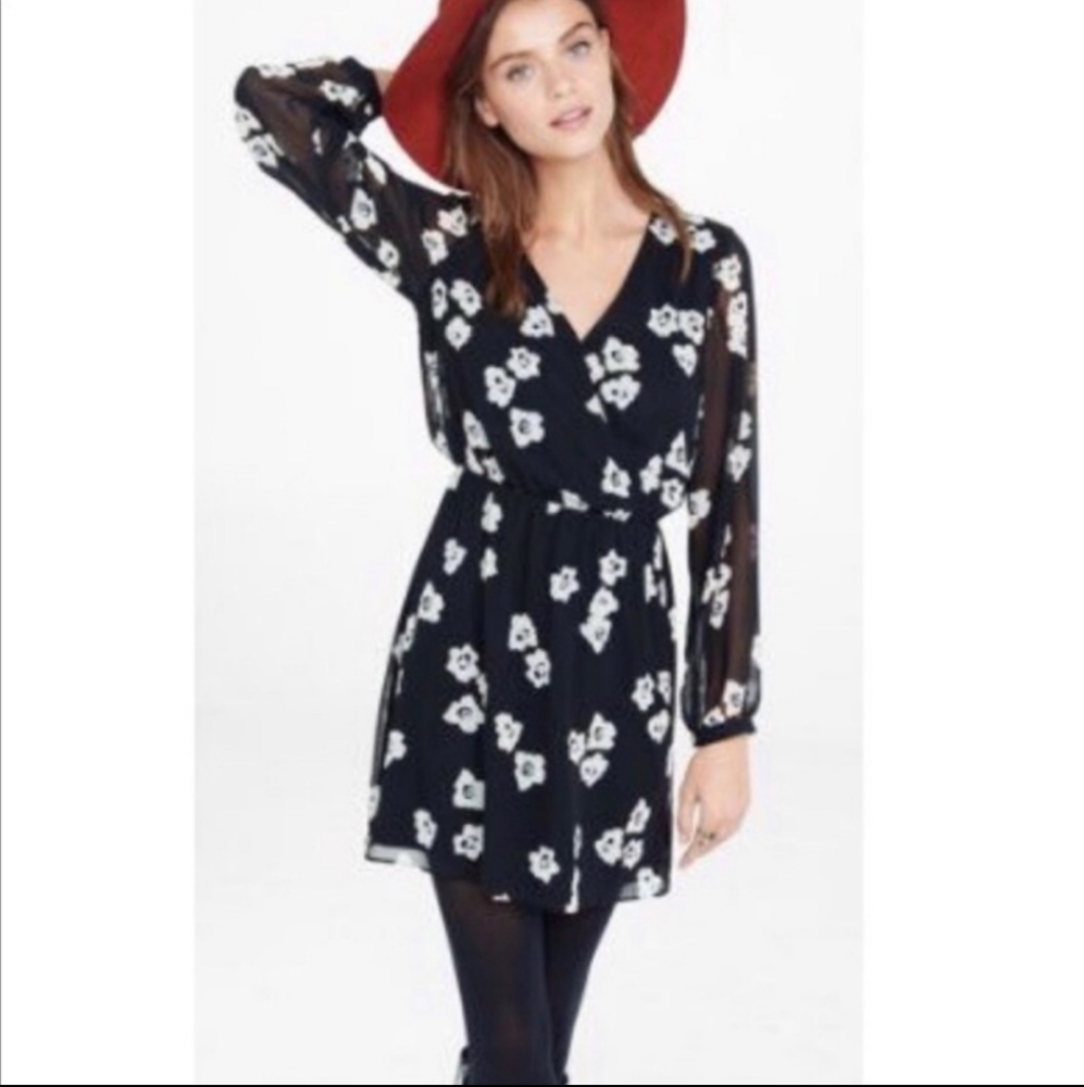 Express black floral dress